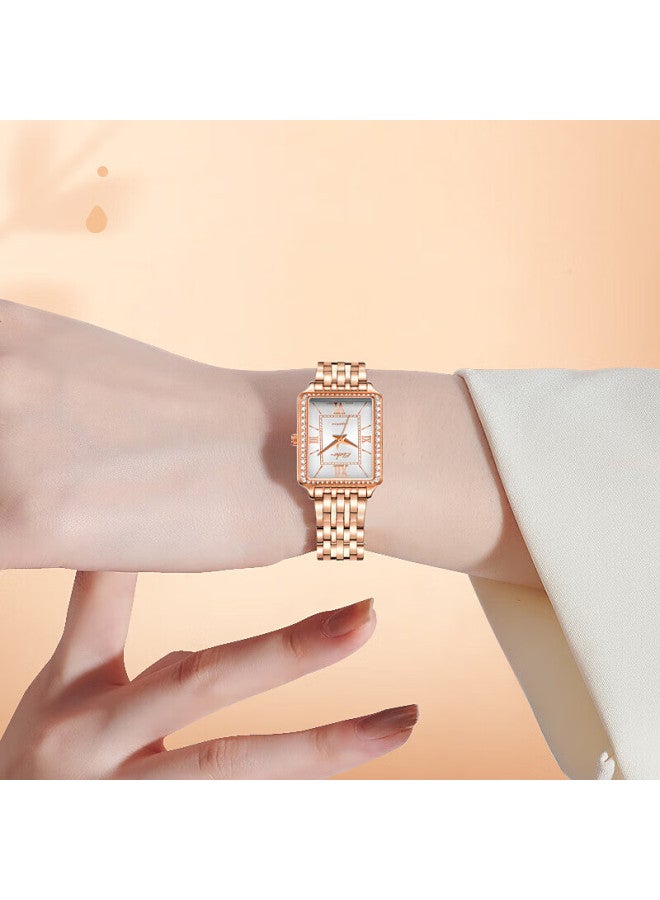 Ebohr Women's Vintage Quartz Small Square Steel Band Watch Ladies Genuine Brand Birthday New Year Valentine's Day Gift For Girls - Image 5