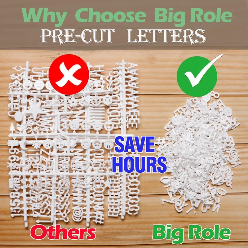 Big Role Letters for Letter Board Letters Only, 3/4 inch White Message Board Letters for Felt Letter Board Signs (398 pcs), 0.75” Pre Cut Plastic Letterboard Letters Numbers Symbols for Changeable Menu Board - Image 4