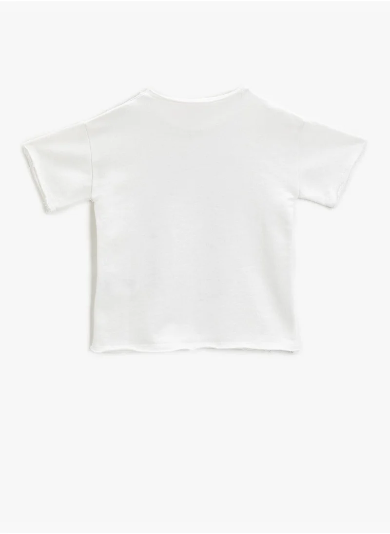 كوتون Printed T-Shirt Short Sleeve Crew Neck Cotton