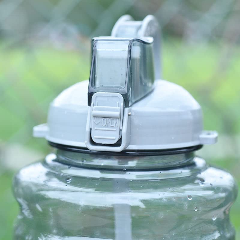 Delzon 2 Liter Drink Water Bottle with Toxic Free with Straw and Strap Gym Sports Bottle Wide Mouth Lids for Office Gym Outdoor Sports GrayBlack - Image 2