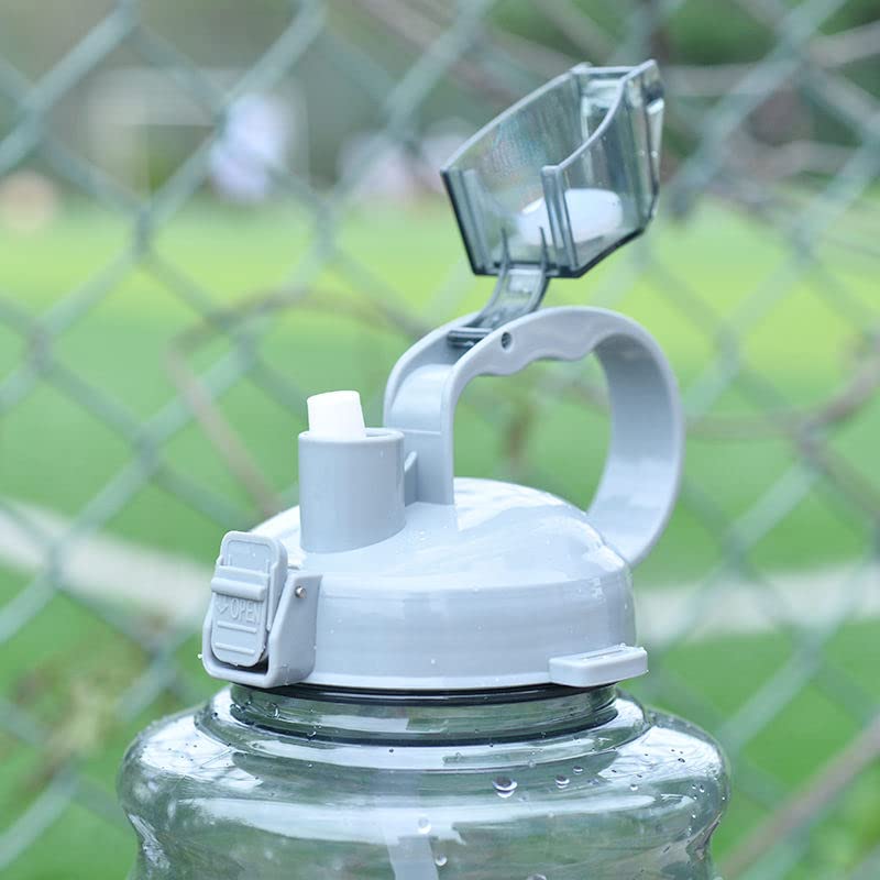 Delzon 2 Liter Drink Water Bottle with Toxic Free with Straw and Strap Gym Sports Bottle Wide Mouth Lids for Office Gym Outdoor Sports GrayBlack - Image 4