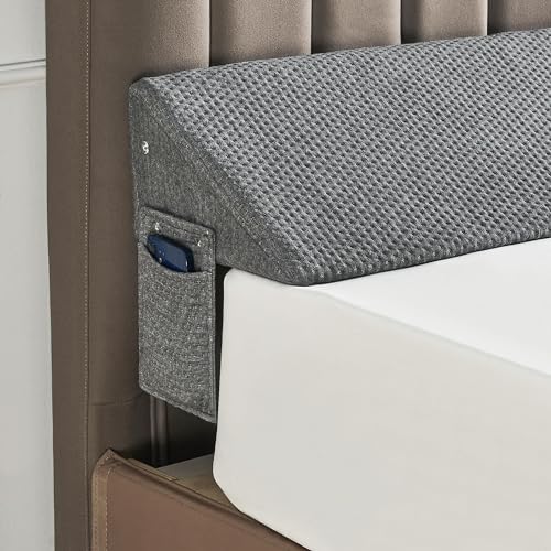 IFNOW Queen Size(60"x6"x10") Bed Wedge Pillow for Headboard, Mattress Gap Filler(0-8"), Bed Wedge for Gap Between Your Headboard and Mattress Dark Grey - Image 1