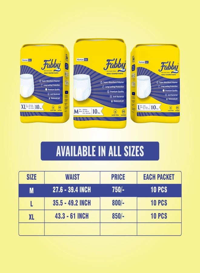 Fabby Super Absorbent Adult Diaper Pants | Size M | Waist (27.6-39.4 Inches) | Upto 10 Hours Absorption | Long Lasting Protection | 10 Count - Image 5