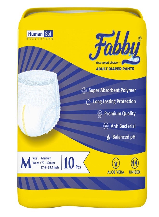Fabby Super Absorbent Adult Diaper Pants | Size M | Waist (27.6-39.4 Inches) | Upto 10 Hours Absorption | Long Lasting Protection | 10 Count - Image 1
