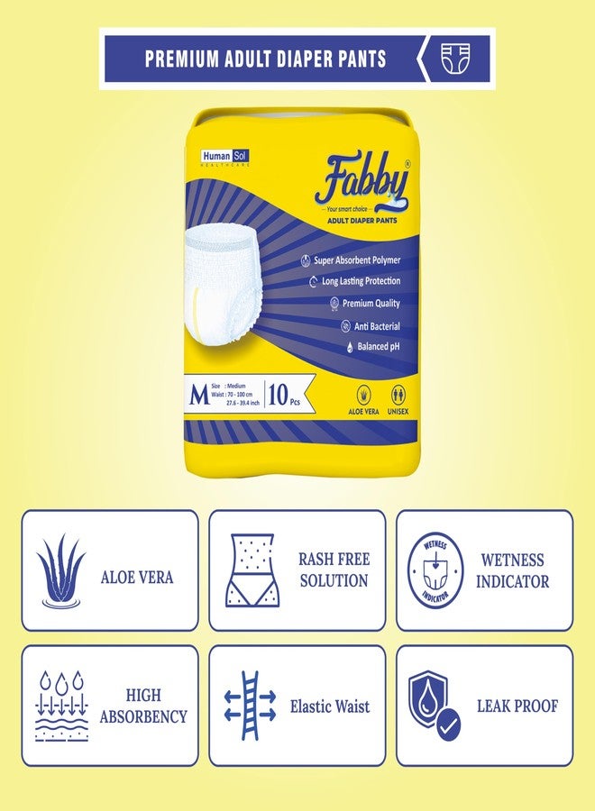 Fabby Super Absorbent Adult Diaper Pants | Size M | Waist (27.6-39.4 Inches) | Upto 10 Hours Absorption | Long Lasting Protection | 10 Count - Image 2