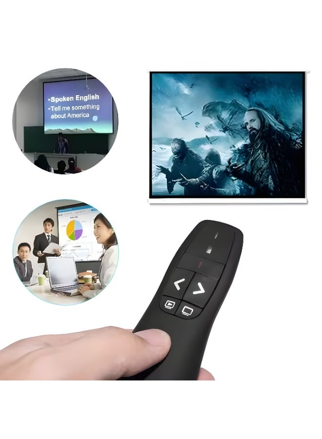 Wireless Laser Remote - 15m Range - Red Laser Pointer - Presentation Controller - USB Port - Ergonomic Design - Black - Image 4
