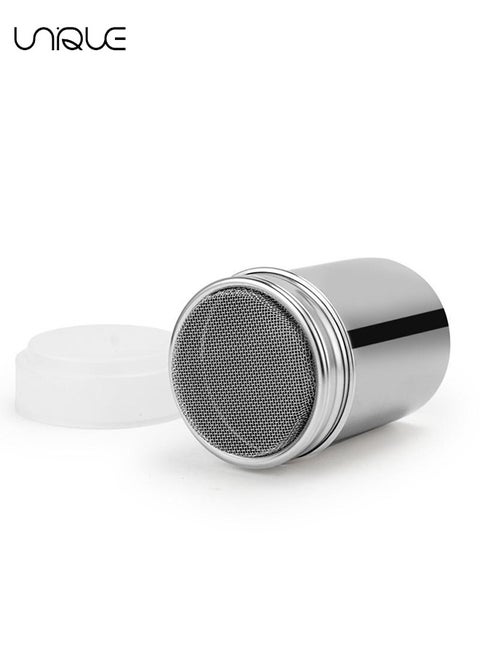 Powder Sugar Shaker with Lid, 1 Pieces 304 Stainless Steel Powder Shaker Duster/Mesh Sifter Sprinkler for Icing Sugar Cocoa Cinnamon Chocolate Flour