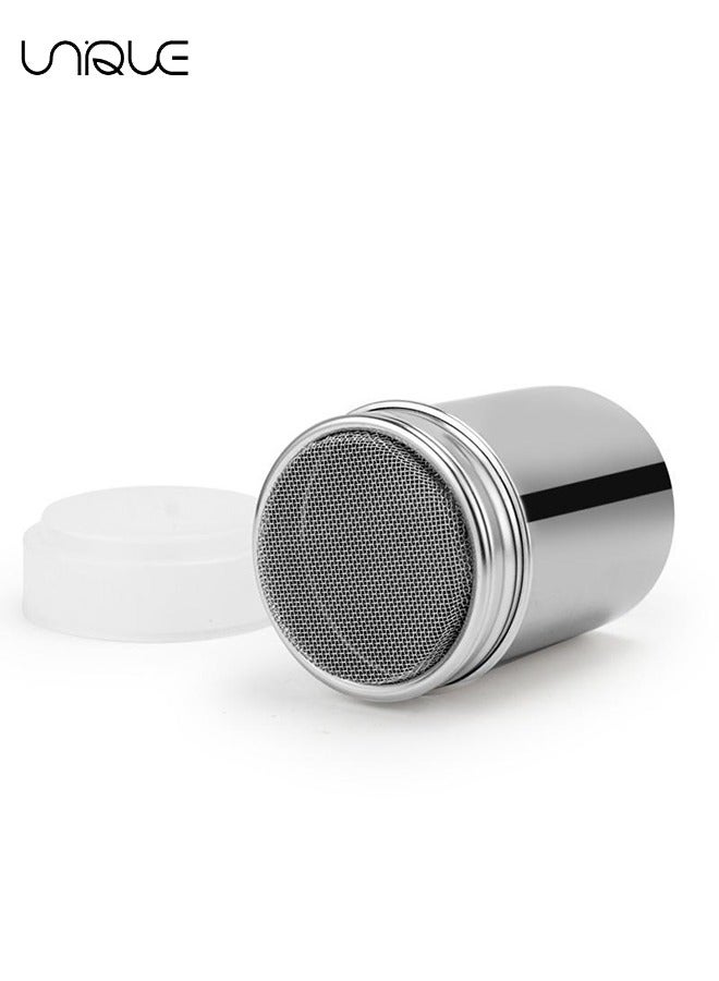 Unique Powder Sugar Shaker with Lid, 1 Pieces 304 Stainless Steel Powder Shaker Duster/Mesh Sifter Sprinkler for Icing Sugar Cocoa Cinnamon Chocolate Flour - Image 1