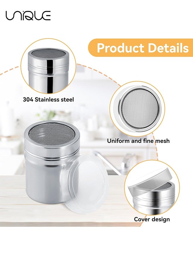 Unique Powder Sugar Shaker with Lid, 1 Pieces 304 Stainless Steel Powder Shaker Duster/Mesh Sifter Sprinkler for Icing Sugar Cocoa Cinnamon Chocolate Flour - Image 3
