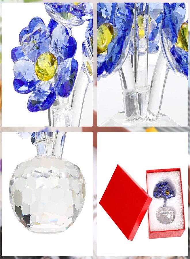 أونماي تماثيل زهور "لا تنساني" الكريستالية الزرقاء من OwnMy، قطع تذكارية قابلة للتحصيل، زينة زهور "لا تنساني" الكريستالية المتلألئة، ثقالة ورق زجاجية صغيرة على شكل زهور، مناسبة للمنزل والمكتب وسطح الطاولة - Image 4