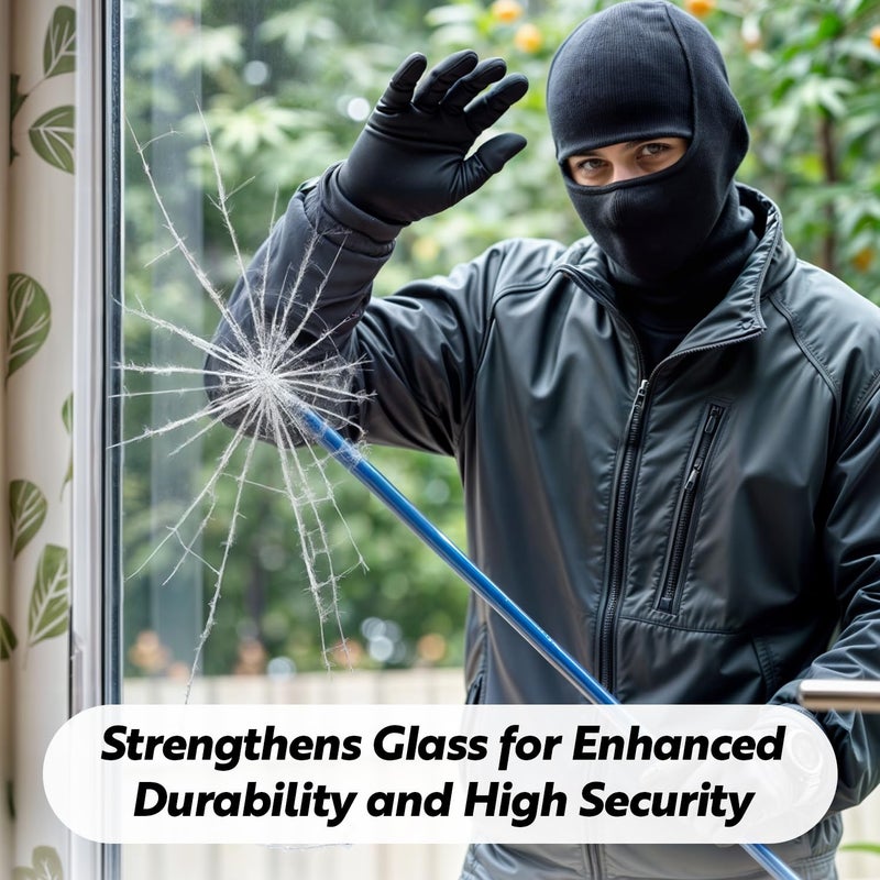 DUOFIRE Window Security Film Premium 4 Mil Tempered Glass Window Film for Enhanced Safety Adhesive Anti-Shatter for Supermarket, Display Cabinet, Home, Office Windows 11.8 x 78.7 in(Clear) - Image 3