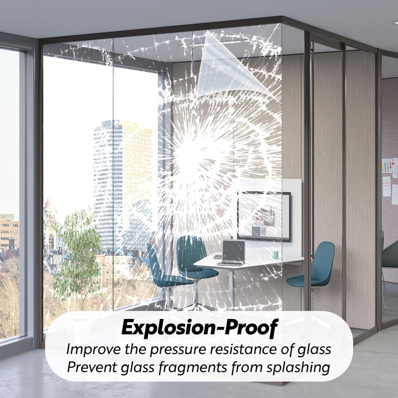 DUOFIRE Window Security Film Premium 4 Mil Tempered Glass Window Film for Enhanced Safety Adhesive Anti-Shatter for Supermarket, Display Cabinet, Home, Office Windows 11.8 x 78.7 in(Clear) - Image 5