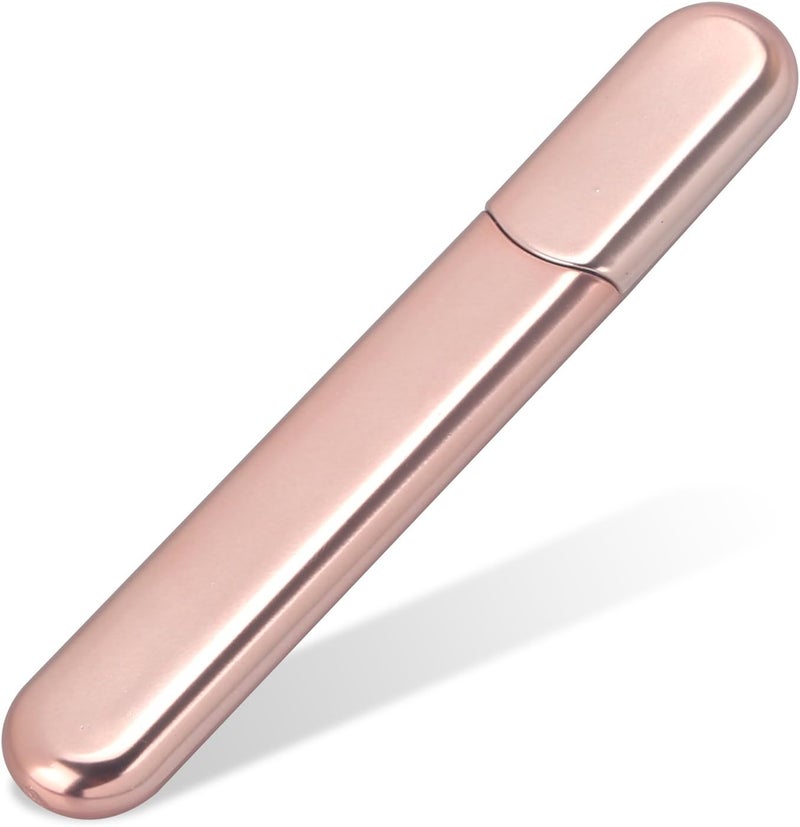 MiDenso Premium Glass Nail File with Case, Crystal Diamond Salon Best Beauty Nail Buffer for Natural and Acrylic Nails Christmas Gift for Woman and Man,Apricot - Image 1