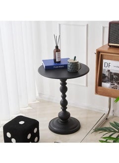XiuWoo Vintage Sofa Side Table Living Room Coffee Table Household Roman Pillar End Table Round Table Black 40*52cm  - Image 5