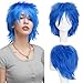 S-noilite Unisex Short Hair Wigs Fluffy Straight Spiky Synthetic Wig for Halloween Anime Cosplay Party Costume Dress Women Mens' Wig (Dark Blue) - Image 2