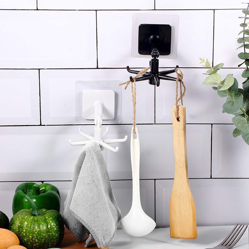 Shyam Enterprise 2 Pieces Kitchen Hooks Storage Hanger 360 Rotating Wall Mounted SelfAdhesive Utility Hanging Hook Waterproof Towel Hooks Suction Cup Hook Holder for Bathroom - Image 2