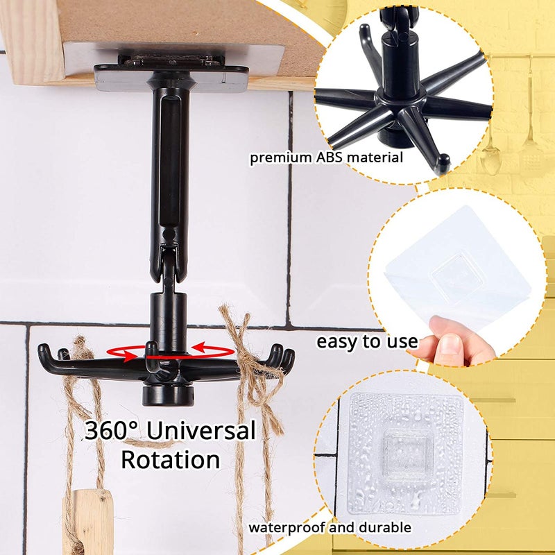 Shyam Enterprise 2 Pieces Kitchen Hooks Storage Hanger 360 Rotating Wall Mounted SelfAdhesive Utility Hanging Hook Waterproof Towel Hooks Suction Cup Hook Holder for Bathroom - Image 3