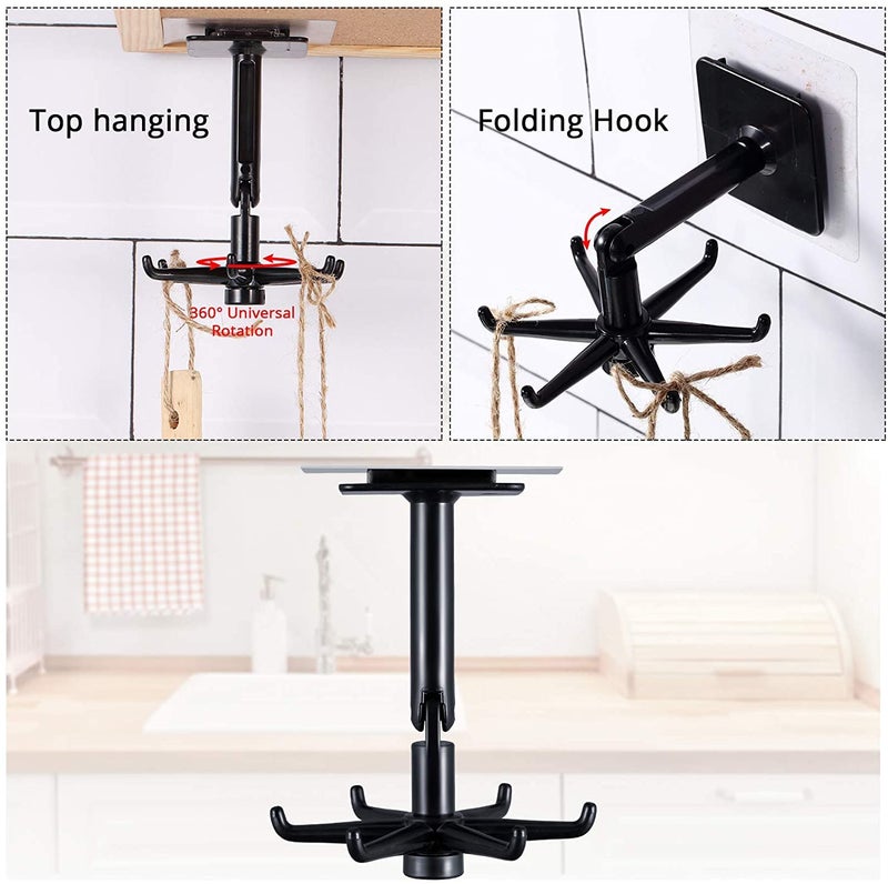 Shyam Enterprise 2 Pieces Kitchen Hooks Storage Hanger 360 Rotating Wall Mounted SelfAdhesive Utility Hanging Hook Waterproof Towel Hooks Suction Cup Hook Holder for Bathroom - Image 4