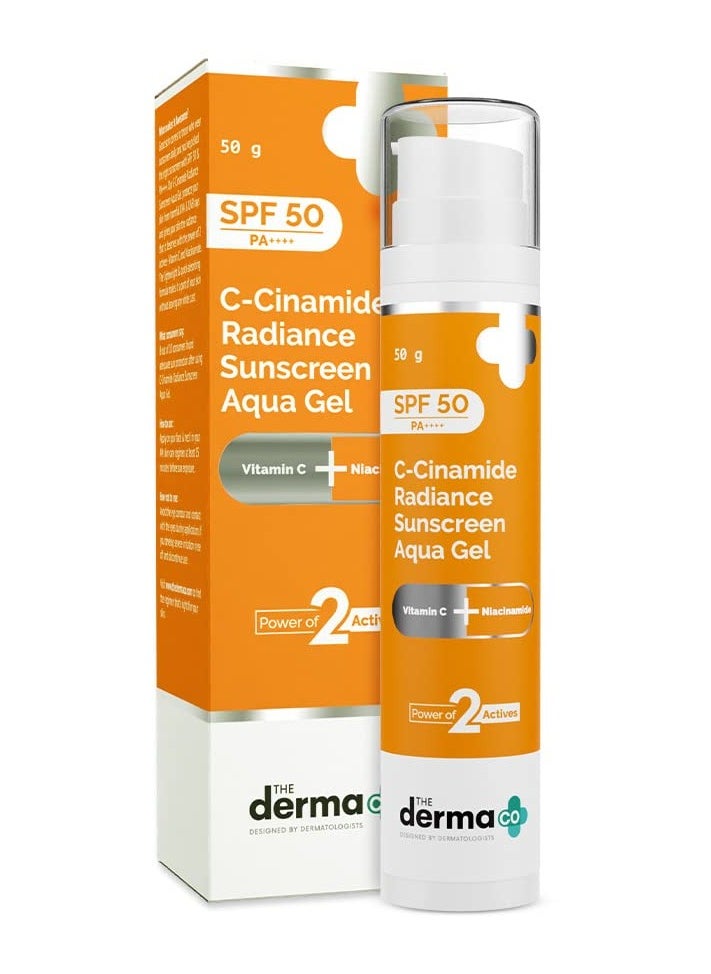 ذا ديرما كو Derma Co كريم سي سيناميد واقي من الشمس SPF 50 أكوا ، مع فيتامين C ونياسيناميد  - Image 1