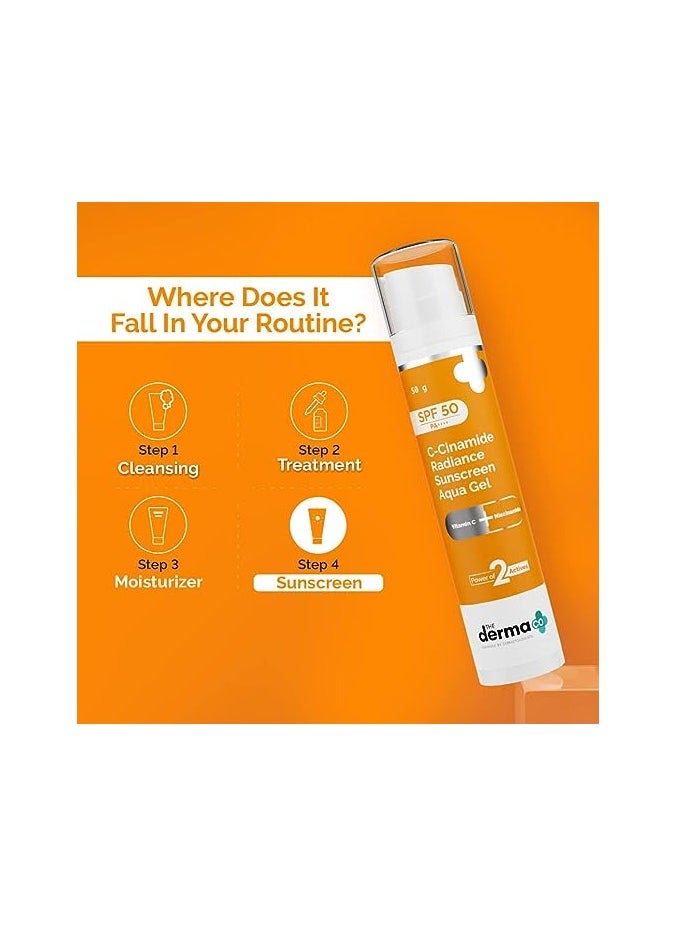 ذا ديرما كو Derma Co كريم سي سيناميد واقي من الشمس SPF 50 أكوا ، مع فيتامين C ونياسيناميد  - Image 2