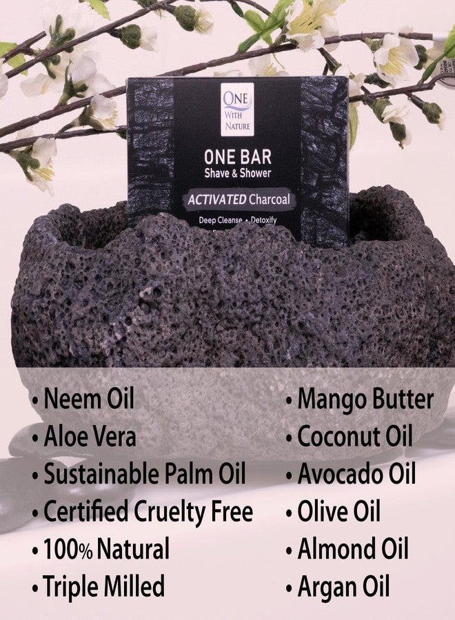 ONE WITH NATURE ONE Bar Activated Charcoal 3.5 oz 3 Pack - Shave, Shower, Shampoo, face, beard, body, hair/scalp, SuperFAT “oil” Infused: Avocado, Mango, Olive, Coconut, Argan, Moisturizing and Nourishing Oil. - Image 2