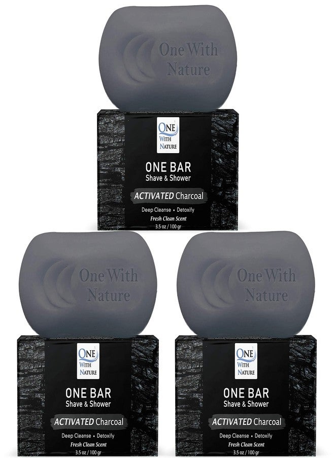 ONE WITH NATURE ONE Bar Activated Charcoal 3.5 oz 3 Pack - Shave, Shower, Shampoo, face, beard, body, hair/scalp, SuperFAT “oil” Infused: Avocado, Mango, Olive, Coconut, Argan, Moisturizing and Nourishing Oil. - Image 1