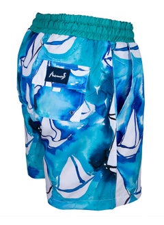Anemoss Sailboats Men Swim Shorts with Elastic Drawstring Waistband X-Large  - Image 2