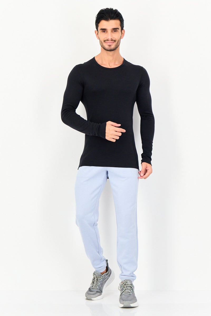 Adidas تي شيرت تدريب رجالي بقصة ضيقة بأكمام طويلة، أسود - Image 3