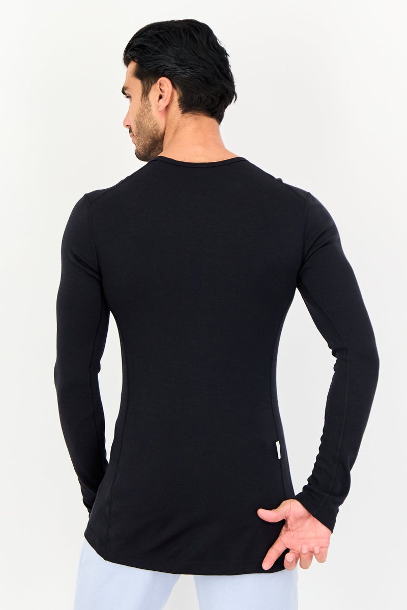 Adidas Men Slim Fit Long Sleeve Solid Training T Shirt, Black - Image 4