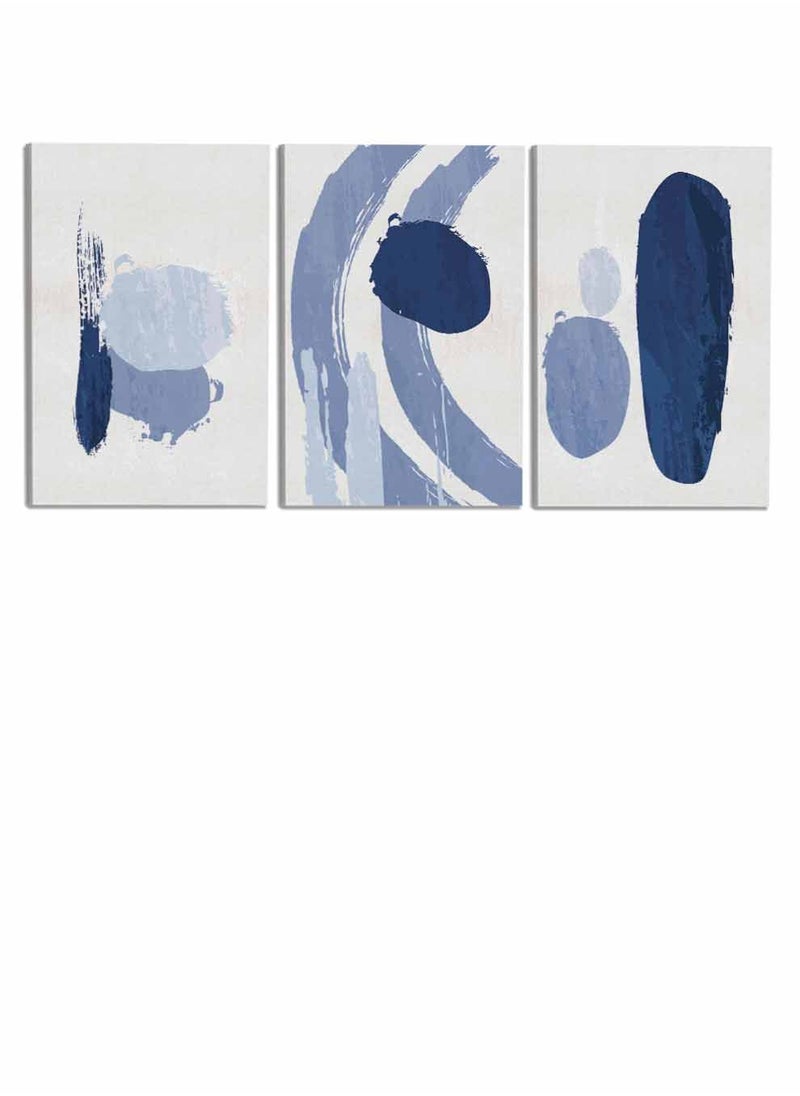 LOWHA Set Of 3 Framed Canvas Wall Arts Stretched Over Wooden Frame, Abstract Brush Hand Drawn Paintings, For Home, Living Room, Office Decor  - Image 4