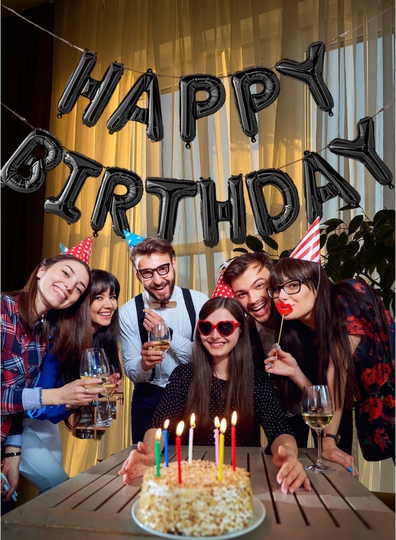 Party Time Happy Birthday Foil Balloon Banner Set 16 Inch Black Letters Party Decoration - Image 3
