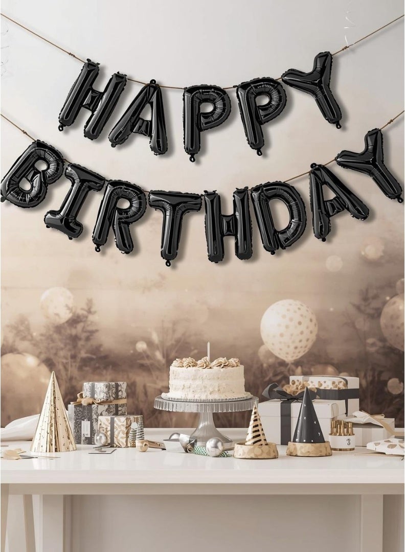 Party Time Happy Birthday Foil Balloon Banner Set 16 Inch Black Letters Party Decoration - Image 4