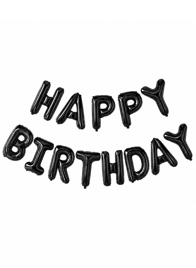 Party Time Happy Birthday Foil Balloon Banner Set 16 Inch Black Letters Party Decoration - Image 3