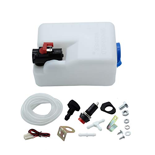 TAKPART 12V Universal Windshield Washer Pump Bottle Tank Kit Windscreen Washer Bottle - Image 1