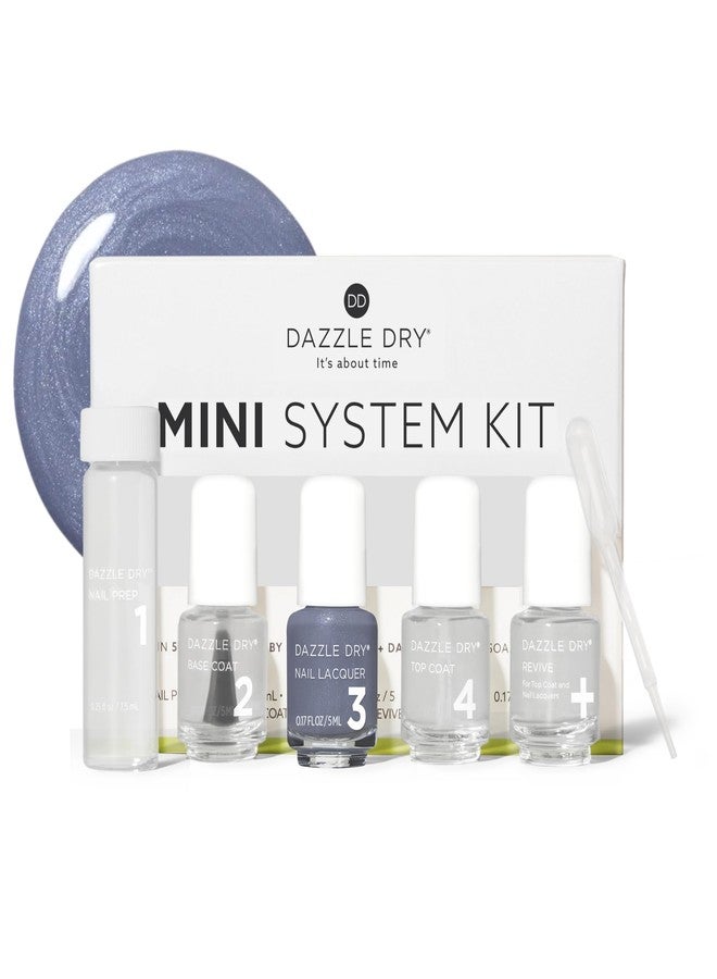 Dazzle Dry Mini Kit 4 Step System - Blue Moon - A muted slate blue gray with shimmer. (5 Piece Kit / 5 Manicures) - Image 1