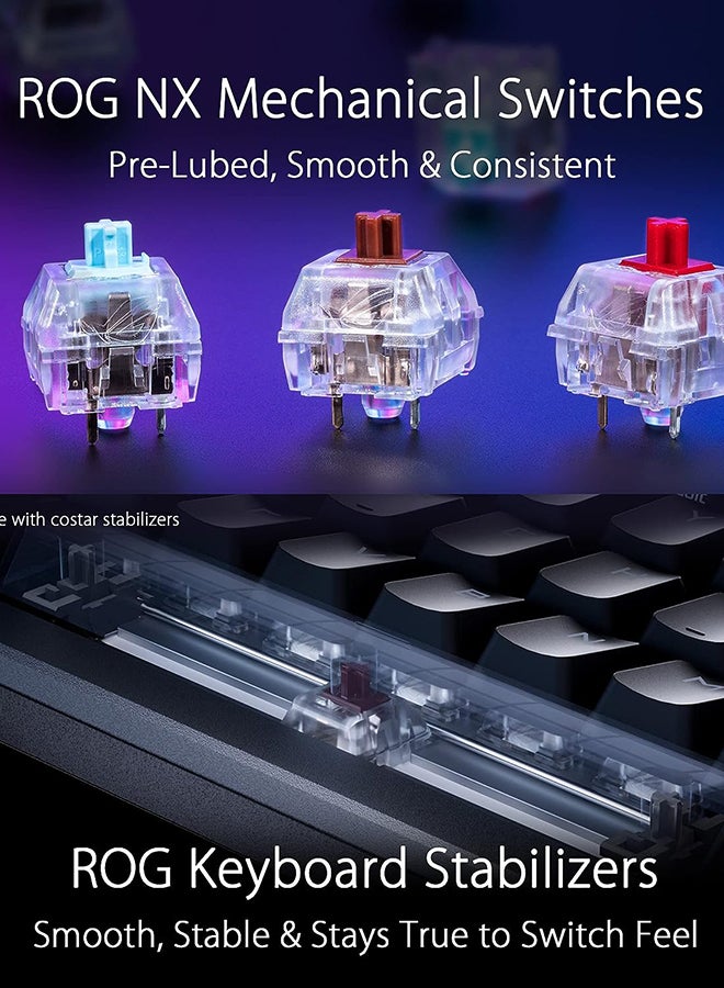 ASUS ROG Azoth 75 DIY Custom RGB Gaming Keyboard, OLED Display, Tri-mode Connection, Hot-Swappable ROG NX Red Switches & Keyboard Stabilizers, ABS Keycaps, ENG-ARAB Layout, 90MP0316-BKCA00 Black - Image 5