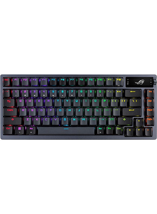 ASUS ROG Azoth 75 DIY Custom RGB Gaming Keyboard, OLED Display, Tri-mode Connection, Hot-Swappable ROG NX Red Switches & Keyboard Stabilizers, ABS Keycaps, ENG-ARAB Layout, 90MP0316-BKCA00 Black - Image 1