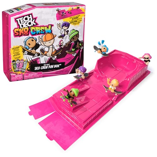 TECH DECK Sk8 Crew Fun Box Portable Transforming Sk8 Park with 4 Fingerboards 5 Figures Collectible Mini Skateboards Kids Toys for Ages 5 Up - Image 1