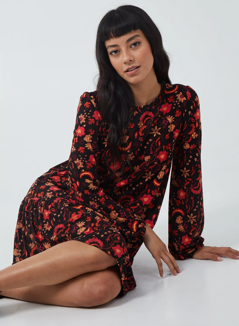 Blue Vanilla MACY - Tiered Wide Sleeve Swing Dress