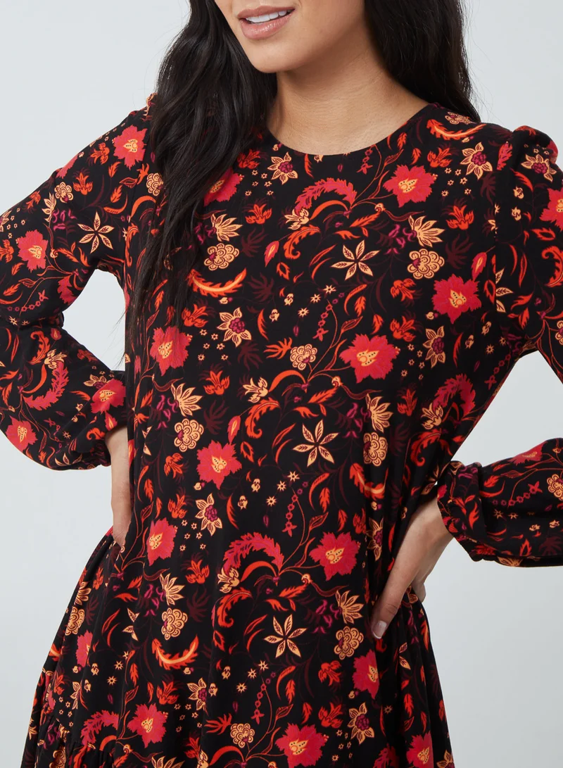 Blue Vanilla MACY - Tiered Wide Sleeve Swing Dress