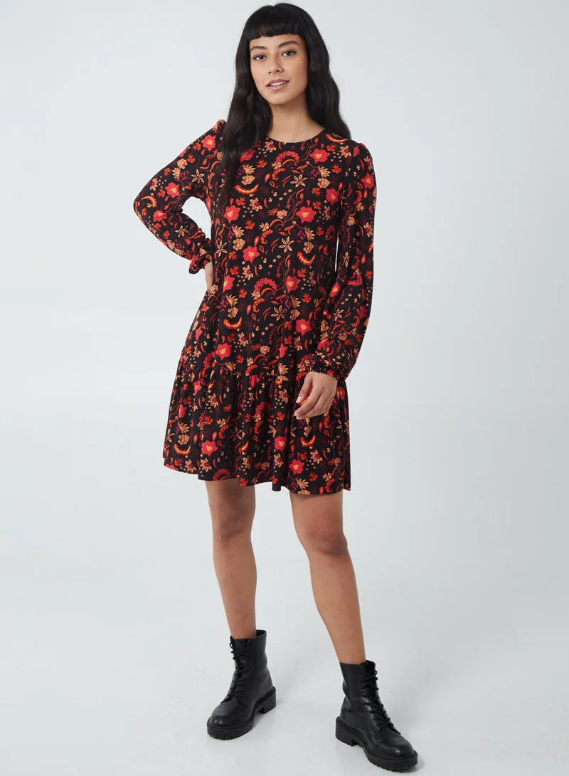 Blue Vanilla MACY - Tiered Wide Sleeve Swing Dress