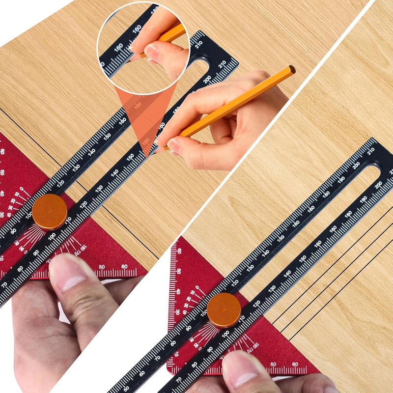 مسطرة أعمال خشب من سبائك الألومنيوم بمقياس إمبراطوري متري بزاوية 180 درجة للقياس المتين - Image 4