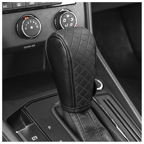 Stacool Leather Gear Shift Cover Diamond Embroidery Design,Durable Shift Knob Cover for Shift Lever Protection,Universal Car Gear Shift Cover Car Decorative Accessory Suitable for Cars,Trucks,SUVs (Black) - Image 1