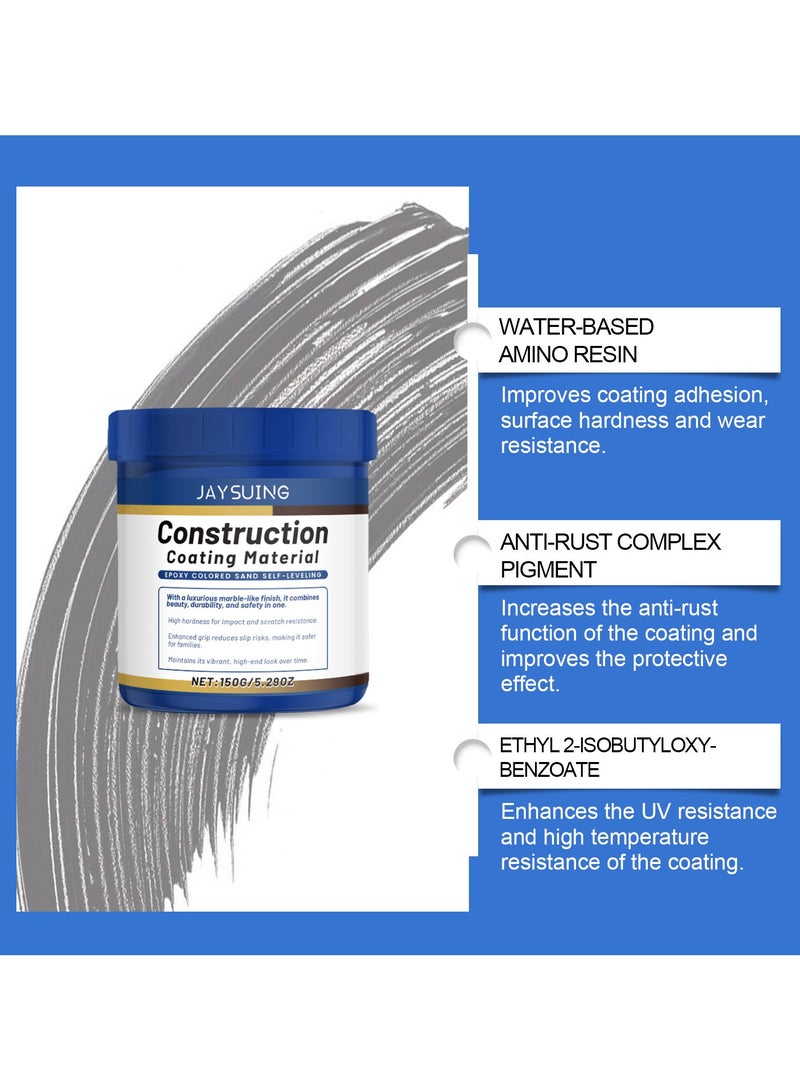 Jaysuing Water-Based Epoxy Floor Paint, Waterproof Polyurethane Coating, Flexible, Crack-Resistant and Impermeable, Suitable for Concrete, Wood and Metal, with 150g Brush (Grey) - Image 2
