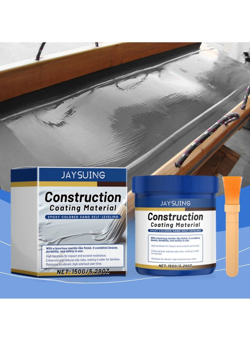 Jaysuing Water-Based Epoxy Floor Paint, Waterproof Polyurethane Coating, Flexible, Crack-Resistant and Impermeable, Suitable for Concrete, Wood and Metal, with 150g Brush (Grey) - Image 1
