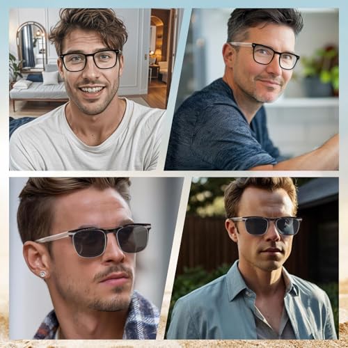 DEHOTRE Bifocal Reading Glasses Men with Strong Magnetic Clip On TAC Polarized Sunglasses Clear Top Readers Metal Core Wire Black 2.75 - Image 5