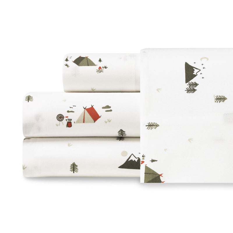 Eddie Bauer Eddie Bauer  Full Sheets Cotton Percale Bedding Set Crisp  Cool Home Decor Cascade Camping 4 Pieces Full 