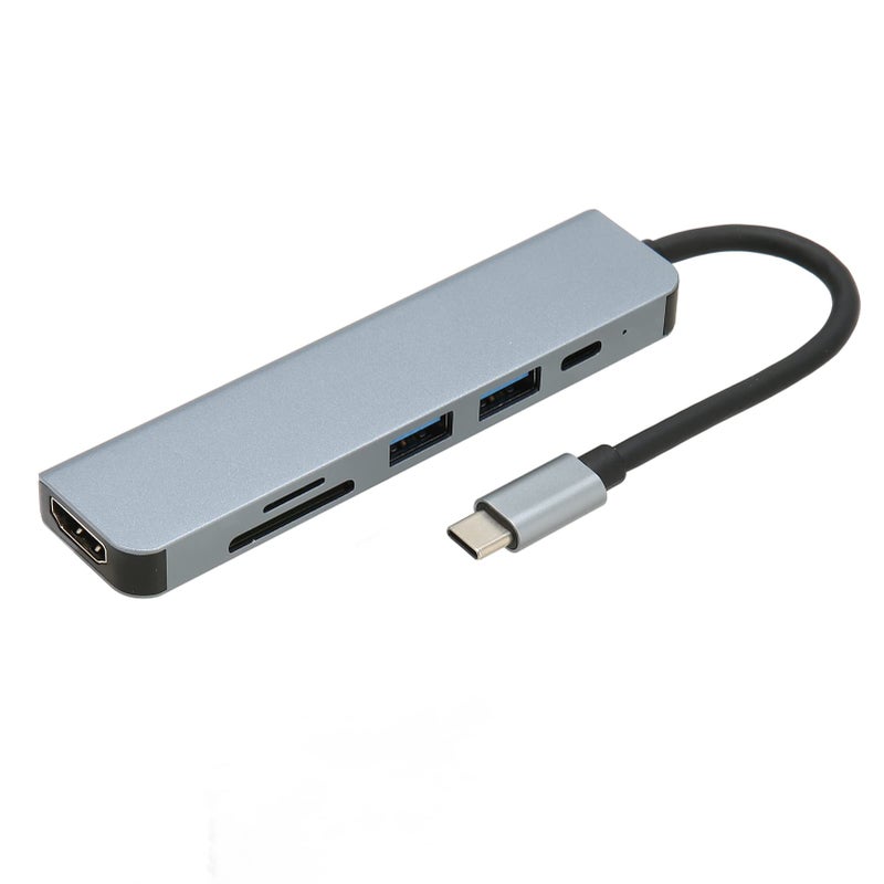 6 In 1 USB C Hub Multiport Adapter With HDMI PD Charging Aluminum Alloy For Laptops - Image 5