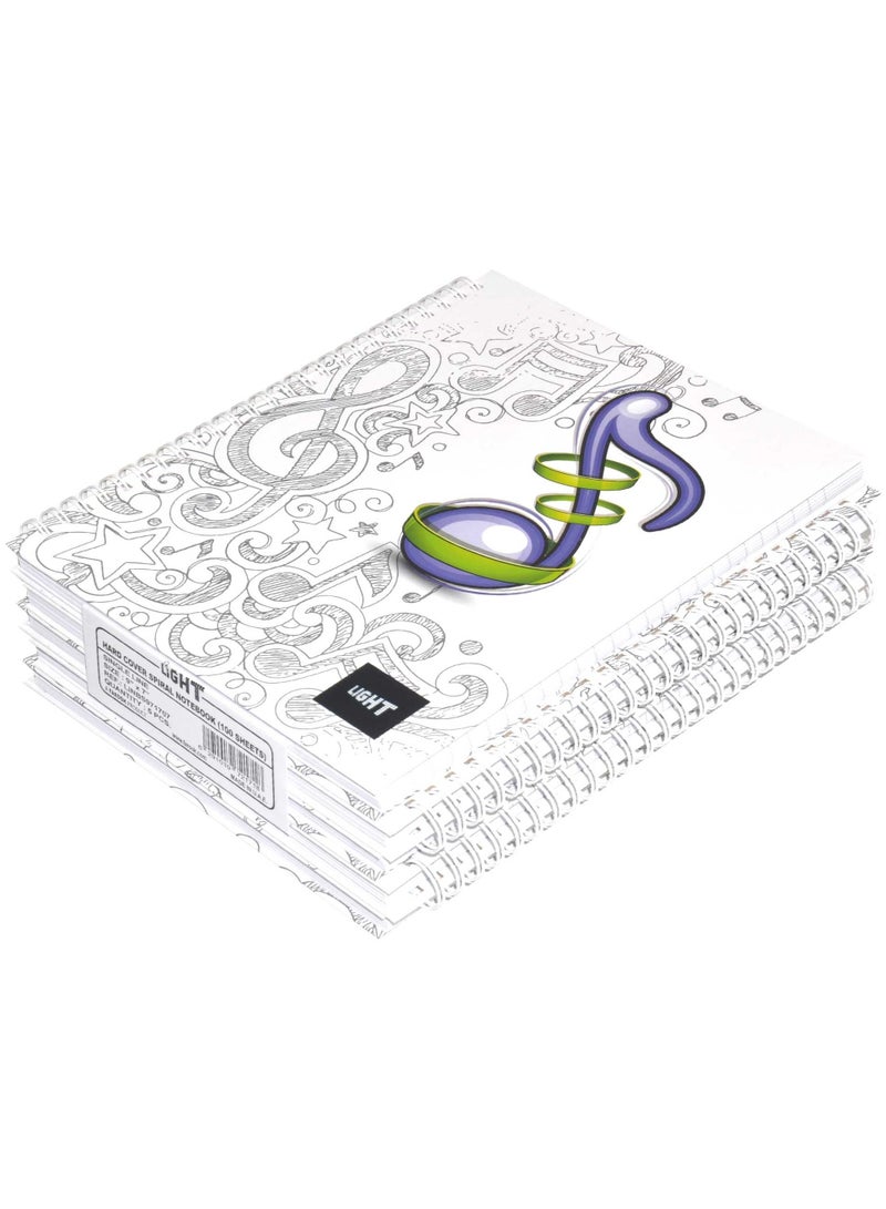 FIS LIGHT Pack of 5  Spiral Hard Cover Notebook, Single Line, 9X7 Inches (22.86 X 20.32 CM) 100 Sheets -LINBS971707 - Image 1