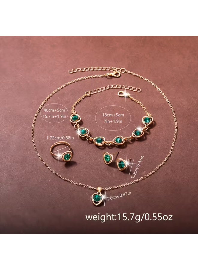 Ladies Watch 6pcs Ladies Fashionable Casual Quartz Watch with Peach Shaped Dial And Heart Necklace Earrings Bracelet Rings Jewelry Set Suitable for Daily Wear, Back-to- Season, Graduation Season, Thanksgiving, Couples, The Best Gifts No Box - Image 5